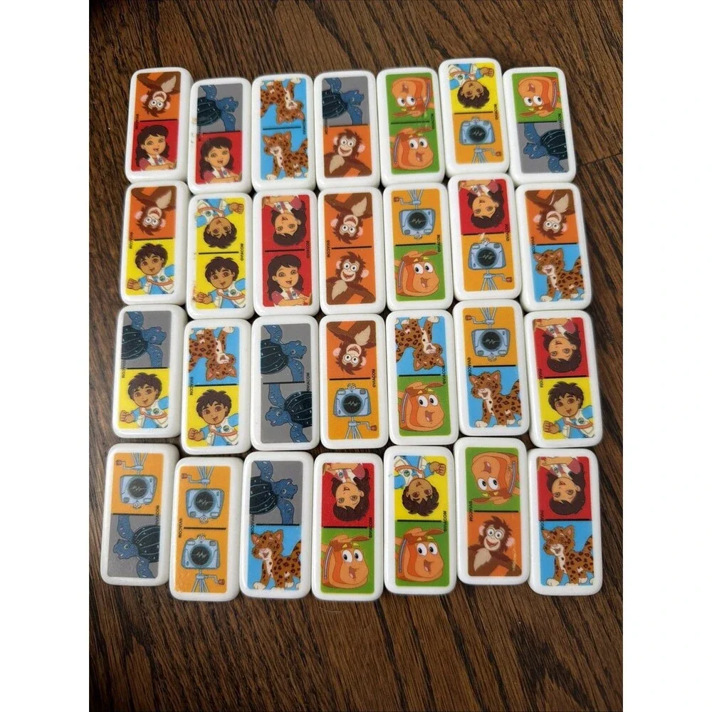Go Diego Go Dominoes 28 Plastic Pieces in Collector Tin 2006 No Instructions
